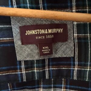 Johnston & Murphy Navy and Green Checkered Shirt